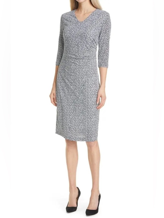 Boss Dresses & Skirts - Boss Grey Printed V-Neck Midi Dress 1078
